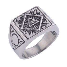 Vintage Stainless Steel Men Square Ring Cool Punk Fashion Jewelry