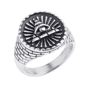 Triangle Eyes Design Men's Stainless Steel Ring Band Vintage Fashion Gothic Biker Rings