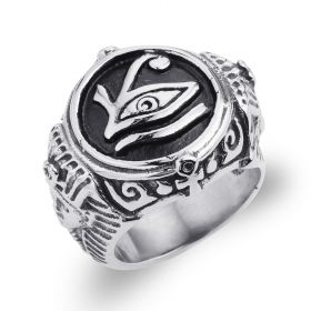 Men's Stainless Steel Rings Egyptian Pharaohs Eye of Horus Ra Udjat Engraved Retro Jewelry