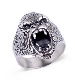 Men's Stainless Steel Vintage Animal Angry Gorilla Finger Ring Cool Gothic Punk Biker King Kong Rings