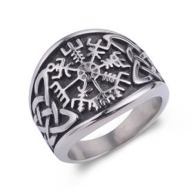 Steel Soldier Charm Norse Viking Rune Ring Stainless Steel Engagement  Biker Ring