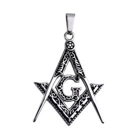 Vintage Jewelry Masonic Initial G Square and Compass Amulet Stainless Steel Pendant For Men