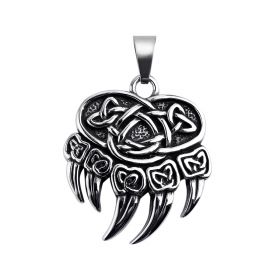 Vintage Stainless Steel Norse Mythology Legendary Bear Paw Pendant Norse Viking Jewelry