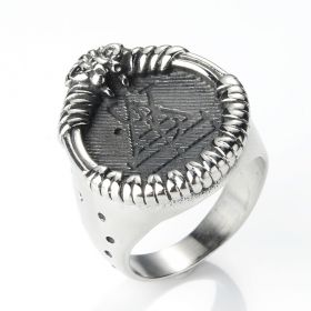 Retro Vintage Special Symbol Carved Stainless Steel Ring for Men Bikers