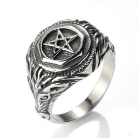 Unique Five-pointed Star Design Stainless Steel Rings for Men Biker Gothic Jewelry