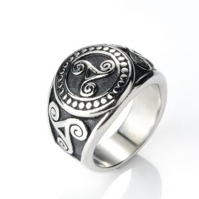 Retro Specialty Symbol Signet Stainless Steel Rings Antique Color for Men Women