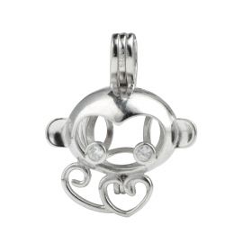 Cute Monkey Cage 925 Sterling Silver Love Wish Pearl Pendant