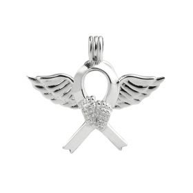 Angel Wing Feet Cage 925 Sterling Silver Love Wish Pearl Pendant for Girls No chain
