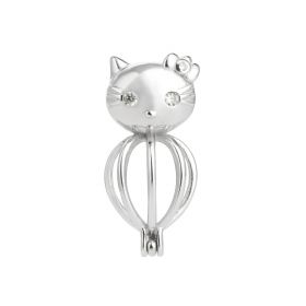 Lovely Cat Cage 925 Sterling Silver Love Wish Pearl Charm Pendant