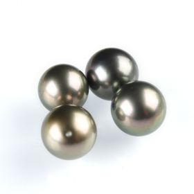 AAA Grade 11-12mm Loose Round Tahitian Cultured Pearls Undrilled in Black