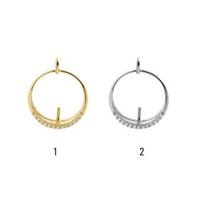 18K Gold Diamond Fashion Design Elegant Circle Pearl Pendants Findings