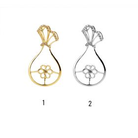 18K Gold Diamond Semi Mountings Contracted Fashion Design Pearl Pendants Findings TPK746B