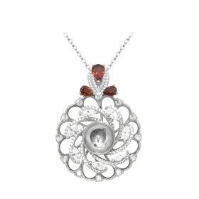 Luxurious Fashion Flower Style 925 Sterling Silver Pearl Necklace Pendant DIY Accessories 
