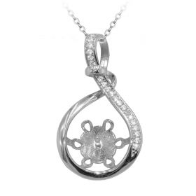 Oval Shaped Loop Pendant Setting 925 Silver with rhinestone without pearl jewellry finding /setting/mounting for women