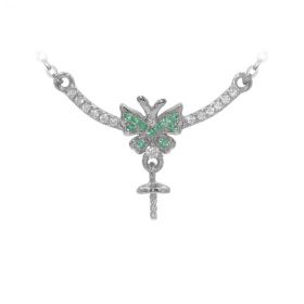 925 Sterling Silver Butterfly Fashion Rhinestone Jewelry Clavicle Chain Necklace Pendant Mounting