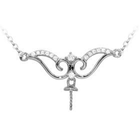 DIY wings modeling pearl necklace pendant mountings with chain no pearl