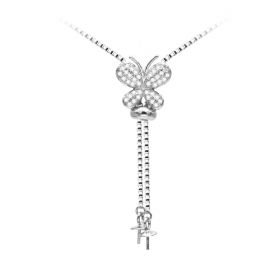 DIY accessories S925 silver pearl butterfly necklace pendant chain necklace pendant mountings