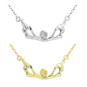 DIY 925 Sterling Silver Necklace Clavicular Chain With Wing Pendant with Pearl Seat Base