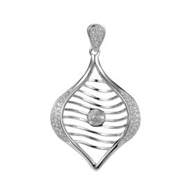 925 Sterling Silver CZs Heart Pendant Setting for Half Drilled Pearl DIY Pendant Necklace Jewelry