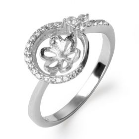 Design Flower 925 Silver Sterling Ring Blank Bases Setting DIY Ring Finding