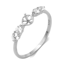 925 Silver Ring Fitting with Cubic Zircon Pearl Ring Accessory Ring Setting