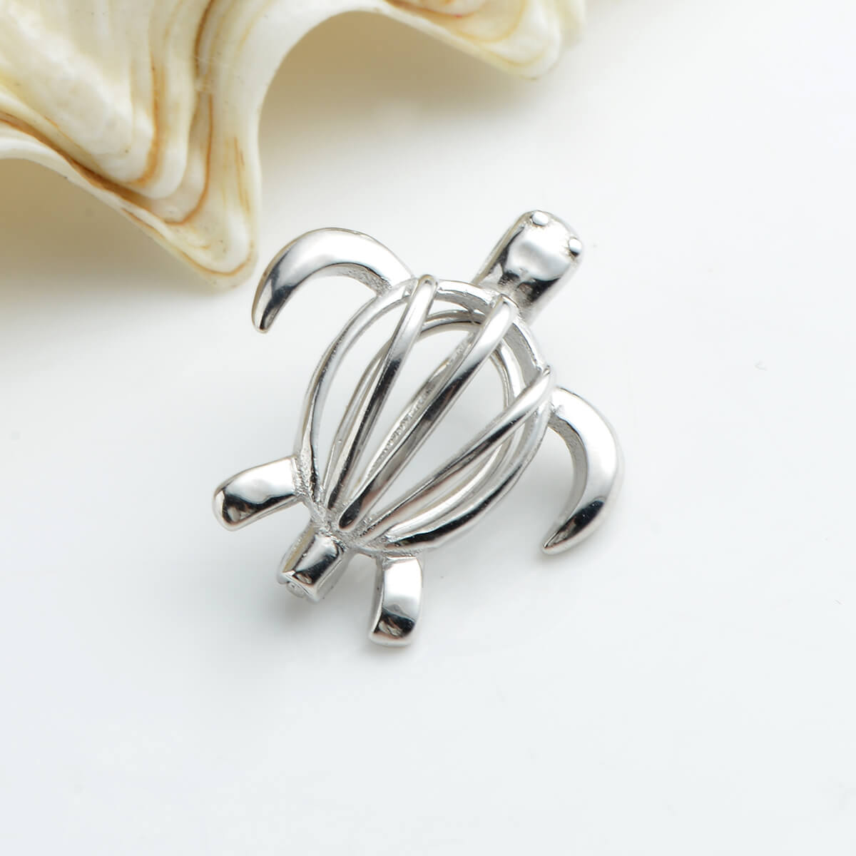 Turtle Pearl Cage 925 Sterling Silver